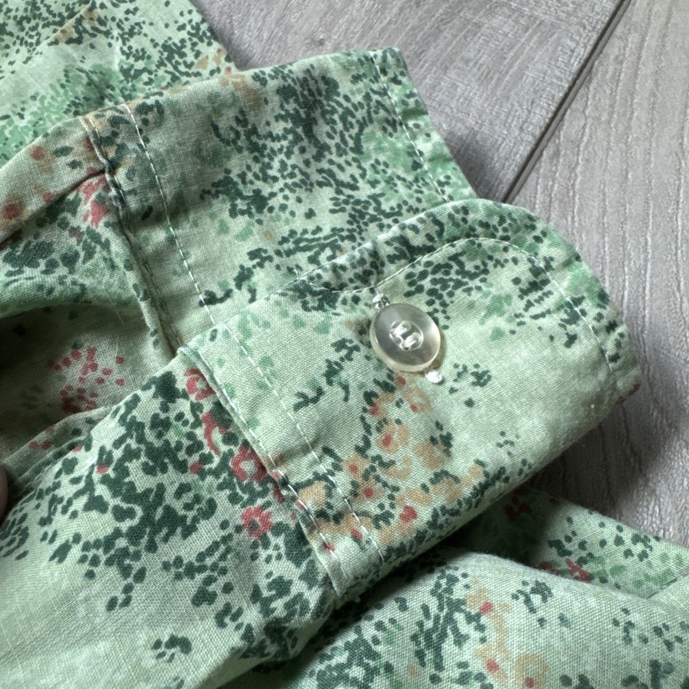 VTG 70's Montgomery Ward Long Sleeve Button Up Shirt Green Hipster Festival - Picture 11 of 16